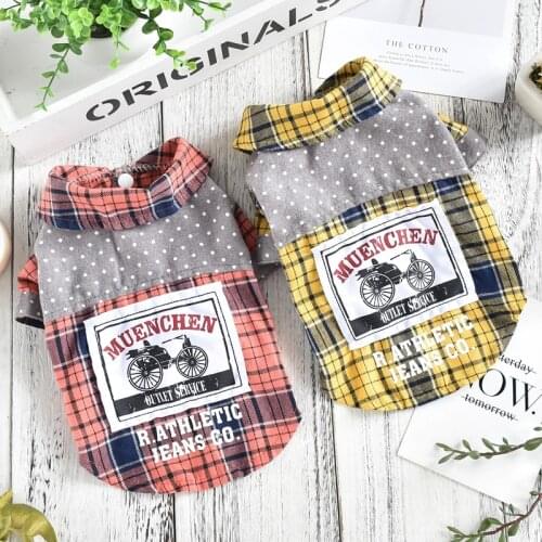 Dots Plaid Fashion School Shirt Summer Pet Clothes Dog Clothing Poodle Bichon Schnauzer Puppy Outift Cat Costumes Accessories