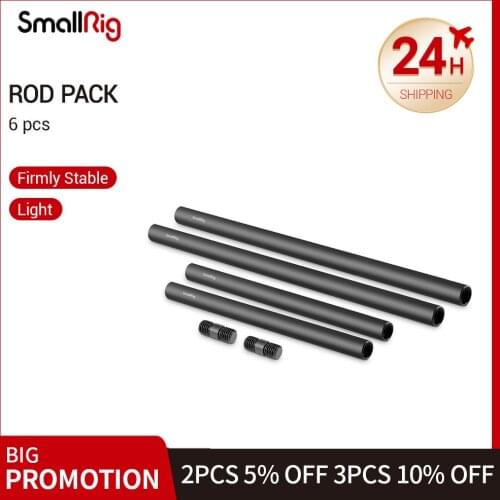 SmallRig 15mm Rods Pack with M12 Thread Rod Cap Connectors Aluminum Alloy Rods for Mattebox Follow Focus 15mm Rod System - 1659
