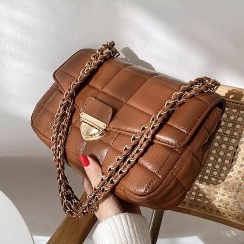 Lattice Square Armpit bag 2020 Fashion New High quality PU Leather Womens Designer Handbag Chain Shoulder Messenger Bag 5colour