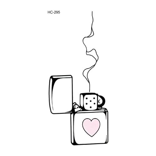 Water Transfer fake tattoo sticker cigaret lighter pink heart tattoo Waterproof Temporary Tatto flash tatoo for adults kids