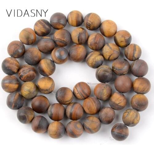 Dull Polished Yellow Tiger Eye Natural Round Stone Beads For Jewelry Making 6mm-12mm Loose Beads Diy Bracelet Necklace 15