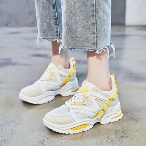 Platform High-soled Tennis Female Running Shoes Women Sneakers Womens Sports Shoes for Fitness Beige Footwear for Sport D-618