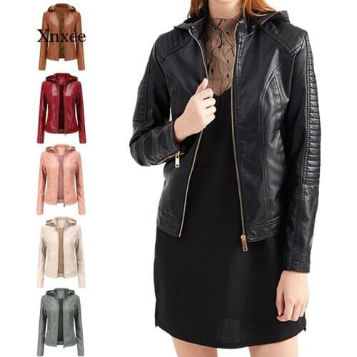 Winter Pu Leather Coat Women Velvet Warm Jacket Motorcycle Jacket Hooded Collar Windbreaker Female Hoodie Clothing Overcoat
