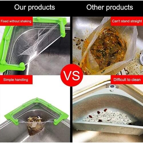 1 Set Triangle Drainage Rack Suction Cup Disposable Garbage Strainer Anti-clogging Sink Mesh Hole Itmes Drain For Kitchen T G8F0