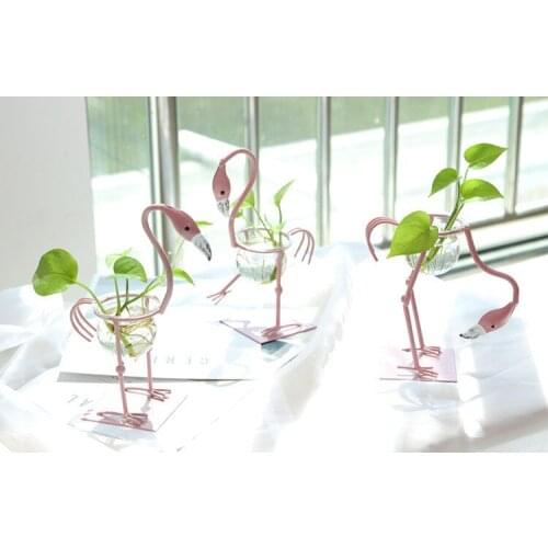 1PC Flamingo Table Party Decoration Event Party Flower Pots Water Culture Scindapsus Container Room Decor. Flower Vase JL 203