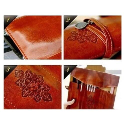 1PC Roll PU Leather Purse Pouch Cosmetic Bags MAKE UP PEN holder Kits Pencil Case Makeup Pem