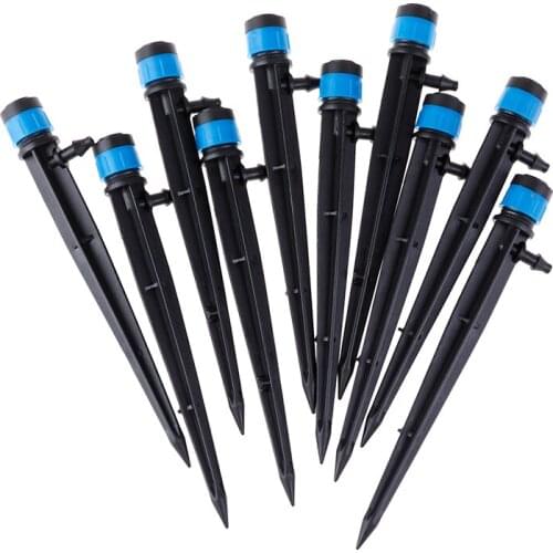 10PCS Micro Bubbler Drip Irrigation Adjustable Emitters Stake Water Dripper Farmland Watering Joint Size: 4 / 7mm Hose