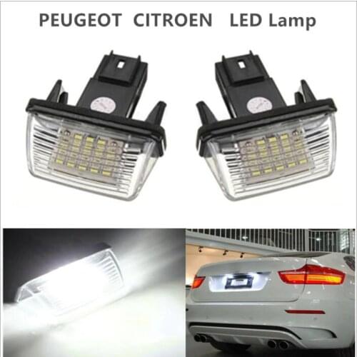 2Pcs/Set LED License Number Plate Lights Lamp For Citroen C3 C4 C5 Berlingo Saxo Xsara Picasso