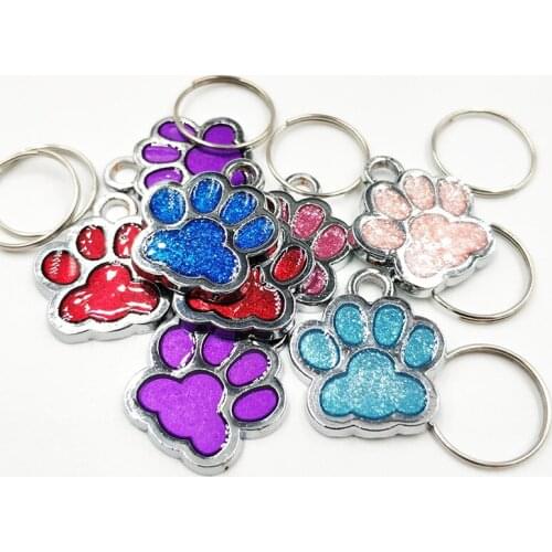 3pcs Dog Tags Engraved Cat Puppy Pet ID Name Collar Tag Pendant Bone&Paw Glitter Pet Accessories Random color