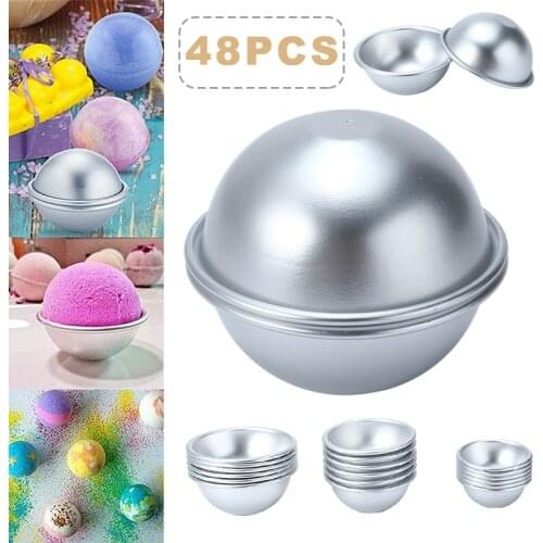 Creative 48Pcs Bath Bomb Molds Explosive Ball Bath Salt Ball Baking Mold Set Bathing Chocolate Cake Pudding Making Tool Supplies