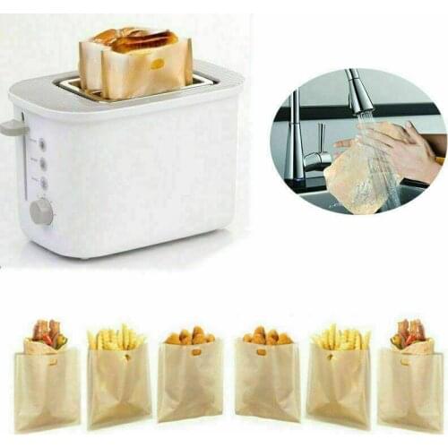 5-30pcs Reusable Toaster Bags Non Stick Bread Sandwich Bags Coated Fiberglass Toast Microwave Heating Pastry Bakery Accessories