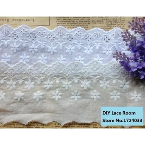 5yards/pack 7cm 2.75inch off white/bleach white lace trims embroidered lace fabric cotton fabric for diy dress Z268
