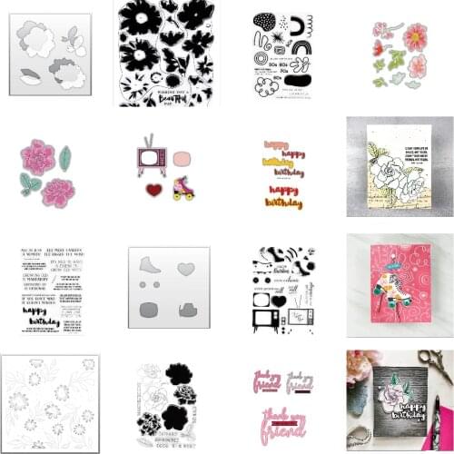 Watercolor Gardenia Patterns Metal Cutting Dies and Stamps DIY Scrapbooking Card Stencil Paper Cards Handmade Album Stamp Die