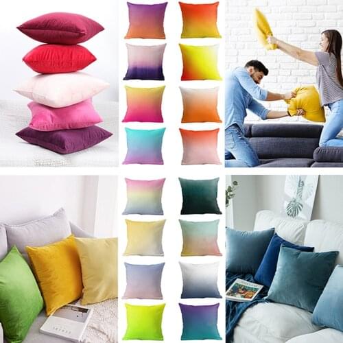 Velvet Cushion Cover Gradient Color Shiny Pillow Cover for Living Room Sofa Blue Decorative Pillows Nordic Housse de Coussin