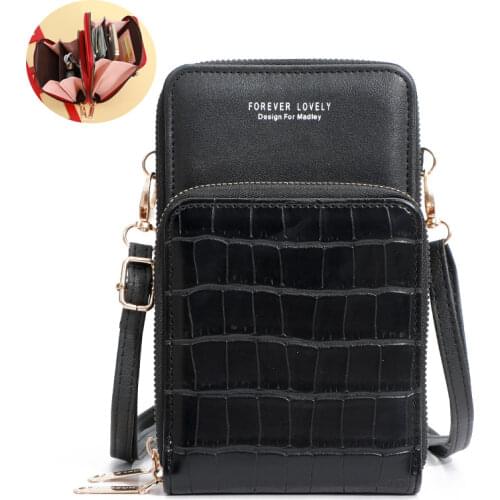 Brand Crossbody Bags Touch Screen Cell Phone Purse Bag Smartphone Wallet Metal Leather Shoulder Strap Handbag Women Bag
