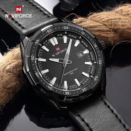 NAVIFORCE Men Watches 2020 Luxury Brand Sport Military Quartz Watch Mens Leather Waterproof Wristwatch Clock Male Reloj Hombre