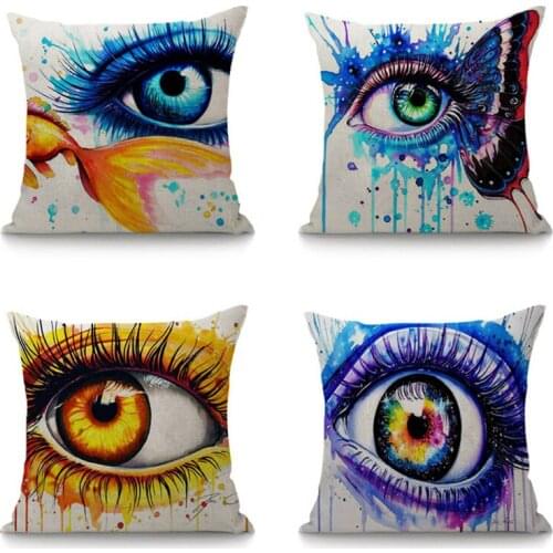 Decorative Cushion Cover Cotton Linen Square Pillowcase Pixie Cold Eyes Colorful Pillow Cover Seat Chair Cushion Sofa Car Decor