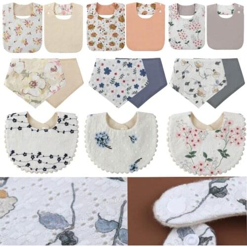 Baby Bib Girls Cute Princess Embroidery Floral Bibs Bandana Saliva Towel Newborn Cotton Feeding Decoration Flower Scarf Absorben