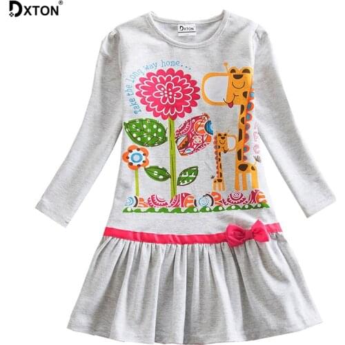 DXTON Girl Clothes Long Sleeve Kids Dress for Girl Flower Princess Dress with Animal Vestdios 2019 Girls Winter Dress LD6661 Mix