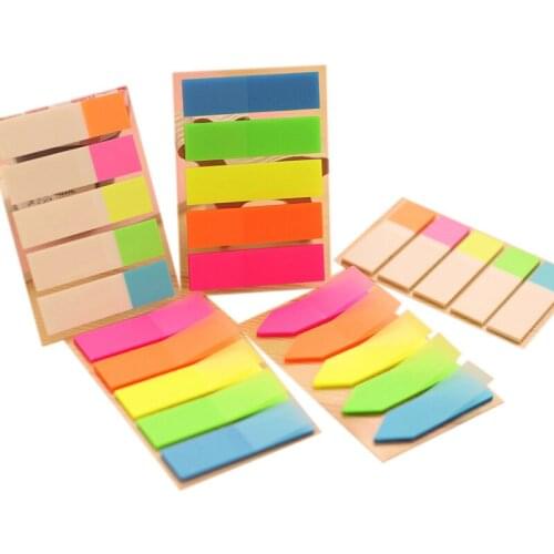 1pack/lot Practical Fluorescence 5 Candy Colors Self Adhesive Memo Transparent Stationery Notes Message Labels Office School