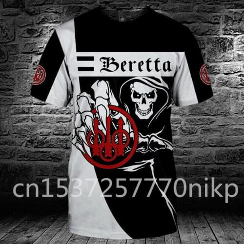 2021 New Beretta Mens T-shirt Harajuku Casual Round Neck Short Sleeve Oversized T-shirt High Quality Anime Graphic T-shirt Top