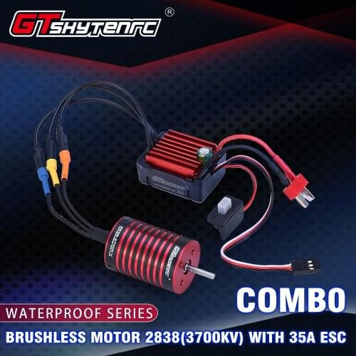 GTSKYTENRC Combo 2838 3700KV 4700KV Brushless Motor w/ 35A ESC for HSP Tamiya Axial 1/16 1/12 RC Car