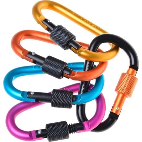 1pcs Carabiner Aluminum Alloy D Shape Buckle Camping Mountaineering Hook Outdoor Equipment Survival Gear