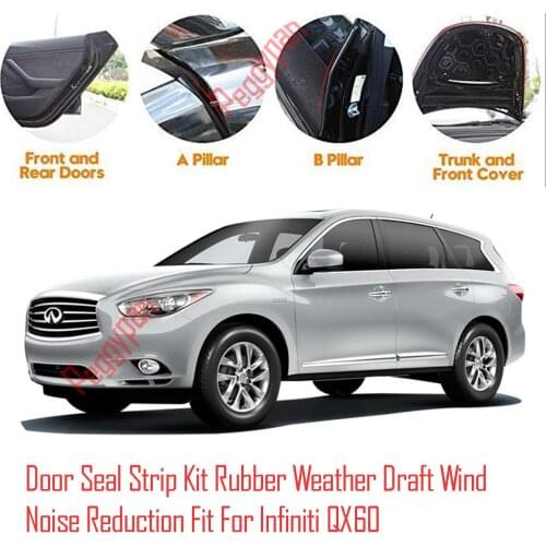 Door Seal Strip Kit Self Adhesive Window Engine Cover Soundproof Rubber Weather Draft Wind Noise Reduction Fit For Infiniti QX60