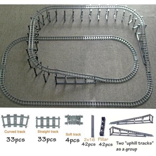 City Train uphill tracks Trein Track Rails building blocks Cross track Model toys For kids railway Bricks Compatible All Brands