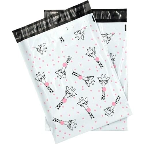 100Pcs Cartoon Giraffe Shipping Envelope 10x13 Inch Gift Packaging Bag Waterproof Plastic Courier Bag Self Adhesive Poly Mailer
