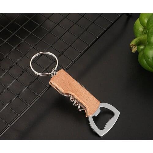 3-in-1 Multi-Function Bottle Opener Stainless Steel Beer Wine Soda Bottle Opener Portable Key Chain Ring Can Opener