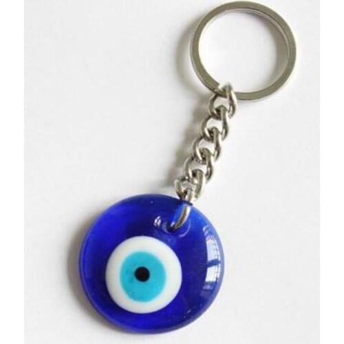 Fashion Lucky Turkish Greek Blue Glass Demon Eye Keychain Ring For Keys Car Bag Key Ring Pendant Handbag Key Chains Jewelry