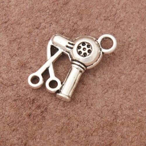 RAINXTAR Fashion Alloy Hair Dryer and Scissors Charms For Barber 12*16mm 20pcs AAC480