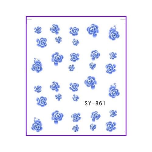 6 PACK/ LOT GLITTER WATER DECAL NAIL ART NAIL STICKER FLOWER VIOLET MAGNOLIA SY861-866