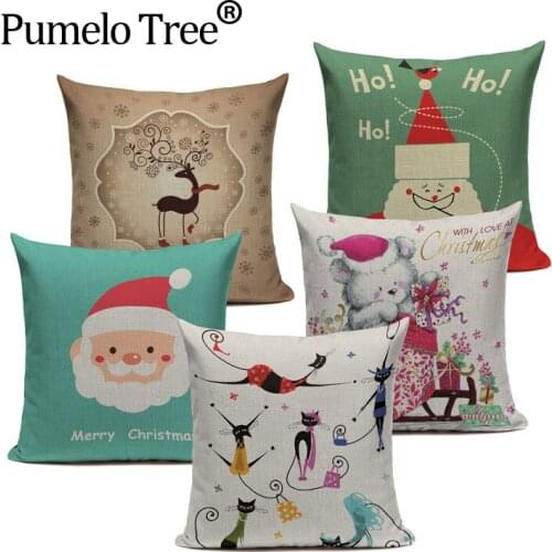 Personalized Quotes Are you happy Sea Green Cushion Covers for Christmas cartoon cat Gift Home Decoration