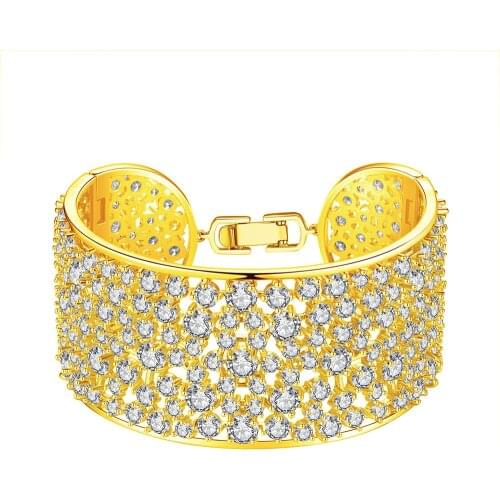 White Gold Color Women Charm Bangle Bracelets with Clear Cubic Zirconia Wedding Anniversary Gifts for Girls Wife