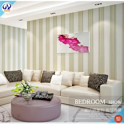 Green Bud Color Spring will be near Living room bedroom Stripe fresh striped TV background vertical strips DZAS-CJ wallpaper