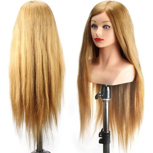 Professional Practice Mannequin Head Hairstyles With Shoulder 60% Animal Hair Hairdresser Barber Model Head Hair Styling Tools