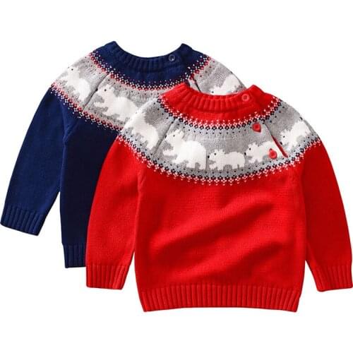 Christmas Sweater Baby Boys Girls Winter Autumn Cartoon Bear Pullover Knit Warm Sweaters Costume Girls Kids Sweaters Clothes
