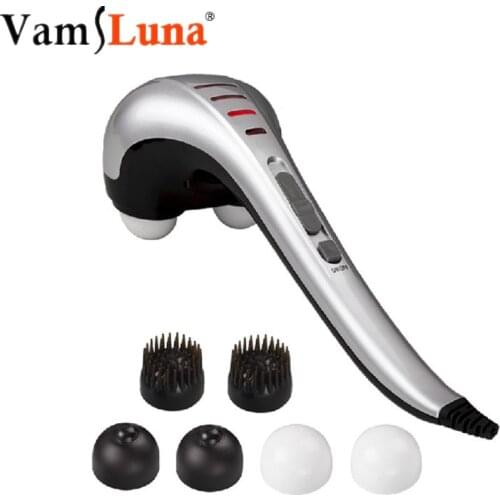 Handheld Percussion Infrared W/ 2 Massage Heads Polar Speed Adjustment Roller Electric Dolphin Massager for Muscle Pain Relief