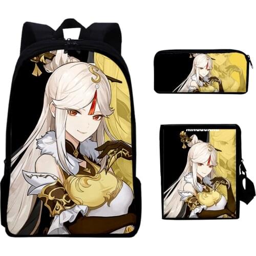 3D Comic Game Genshin Impact 3pcs/Set Backpack Bags Boys Girls Backpack Schoolbag Women Men Oxford Waterproof Bicycle Backpack