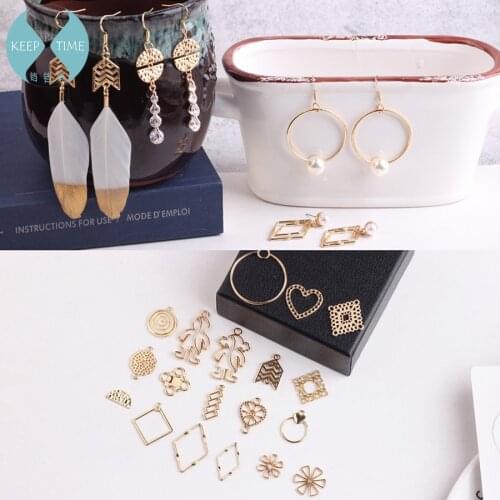 DIY ear accessories alloy simple geometric love earring material hand chain pendant Pendant