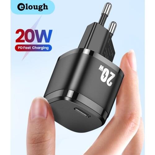 Elough 20W PD Super Si USB Type C Charger For iPhone 12 Pro Max 11 Xiaomi mix4 iPad Air Samsung Fast Charging QC3.0 Wall Charger