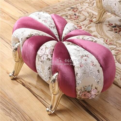 European Style Classical Shoes Benches Makeup Bench Solid Wood Stools European Pumpkin Stool 100x50x45cm