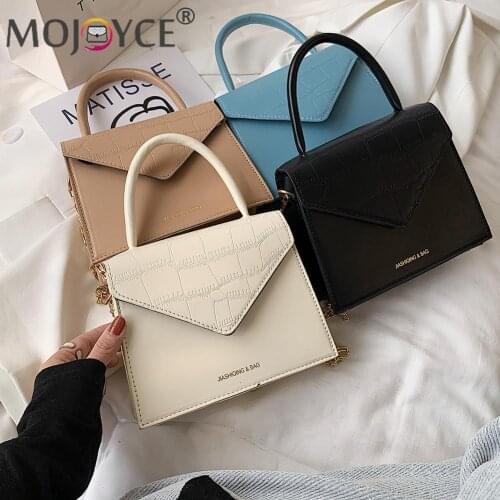 Casual All-match PU Leather Travel Small Messenger Handbags Fashion Women Pure Color Thin Chain Hasp Shoulder Crossbody Bag
