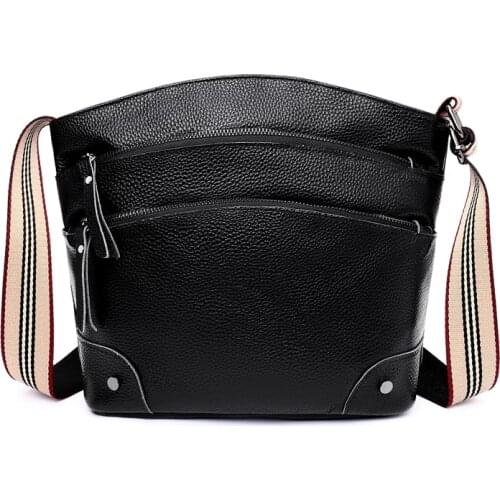 100% Genuine Leather Bag Multi Pockets Women Shoulder Bags High Quality Female Handbags Women Bags Fashion Women Crossbody Bag