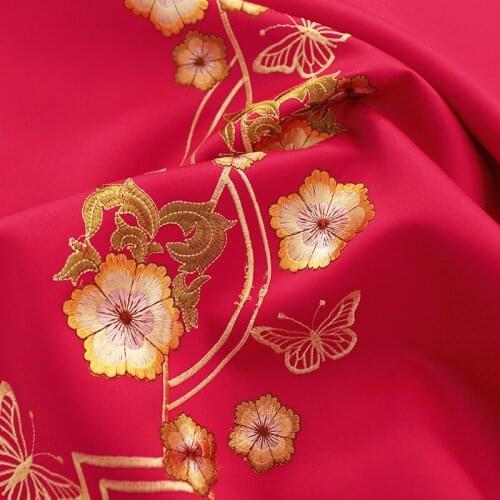 Linen embroidered fabric polyester material upholstery fabric sewing patchwork needle patch costume fabrics