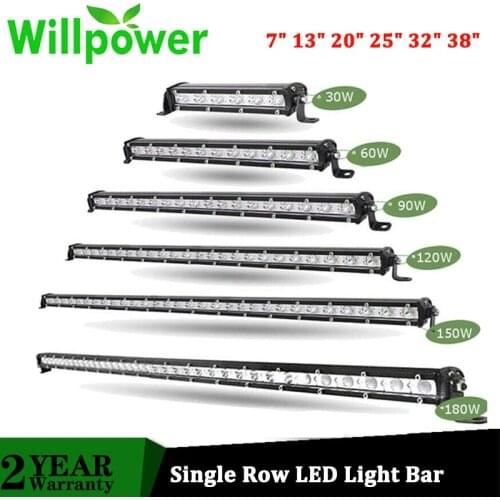 Slim Led Light Bar 7" 13" 20" 25" 32" 38" inch Spot Flood Combo For 4X4 Off Road Driving Trucks Tractor Work Light Lamp