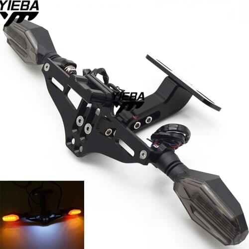Universal Motorcycle License Plate Bracket Holder LED Turn Light FOR SUZUKI DL1000/V-STROM SV650/S DR 650 S/SE DL650/V-STROM