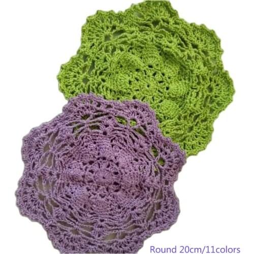 Vintage round cotton placemat cup coaster mug kitchen Christmas table place mat cloth lace Crochet tea coffee doily dining pad